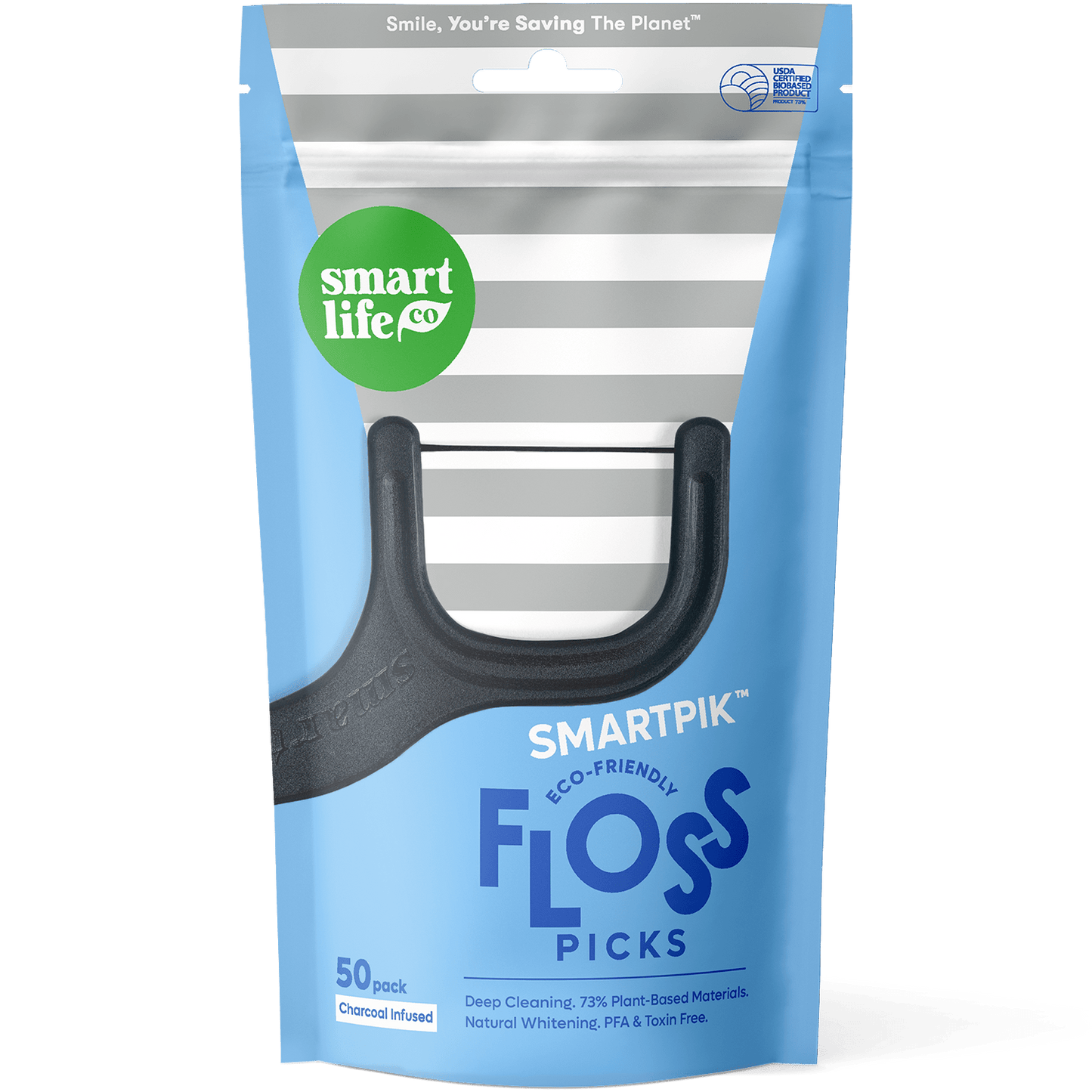 biodegradable floss picks charcoal