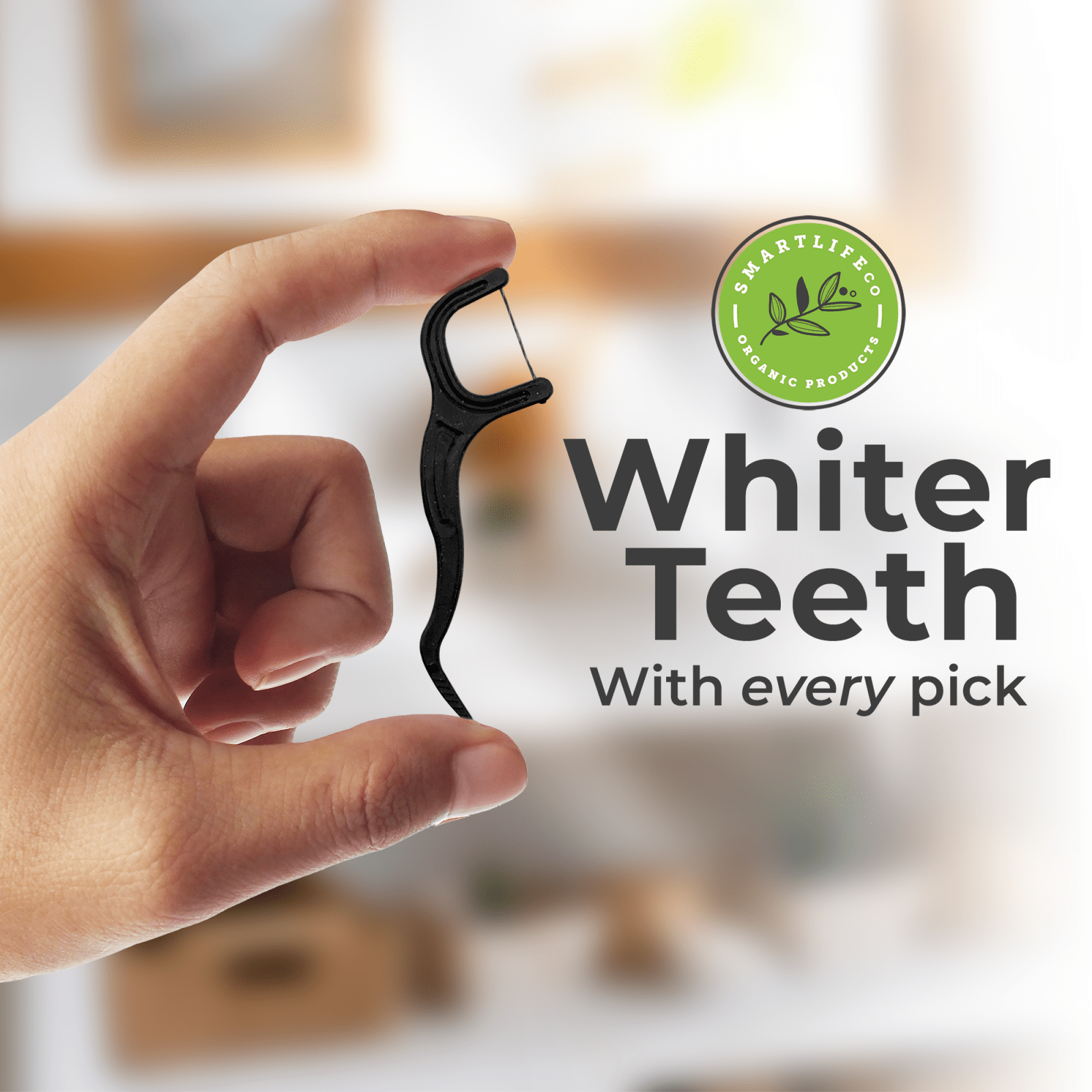 Biodegradable Dental Floss Picks (Charcoal) - SmartLifeco, var_pack_of_4