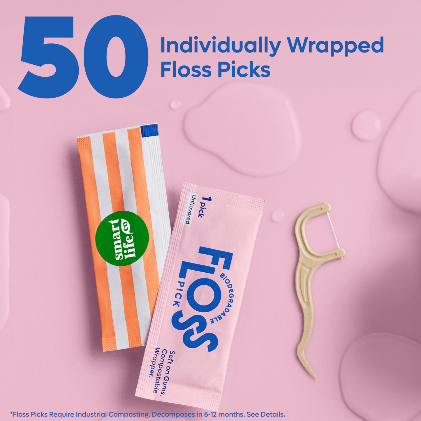 Individually Wrapped Floss Picks - Charcoal