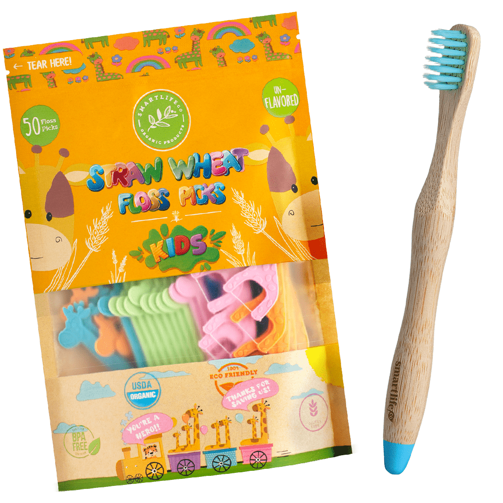 Kids Flossers With Bamboo Toothbrushes, var_unflavored