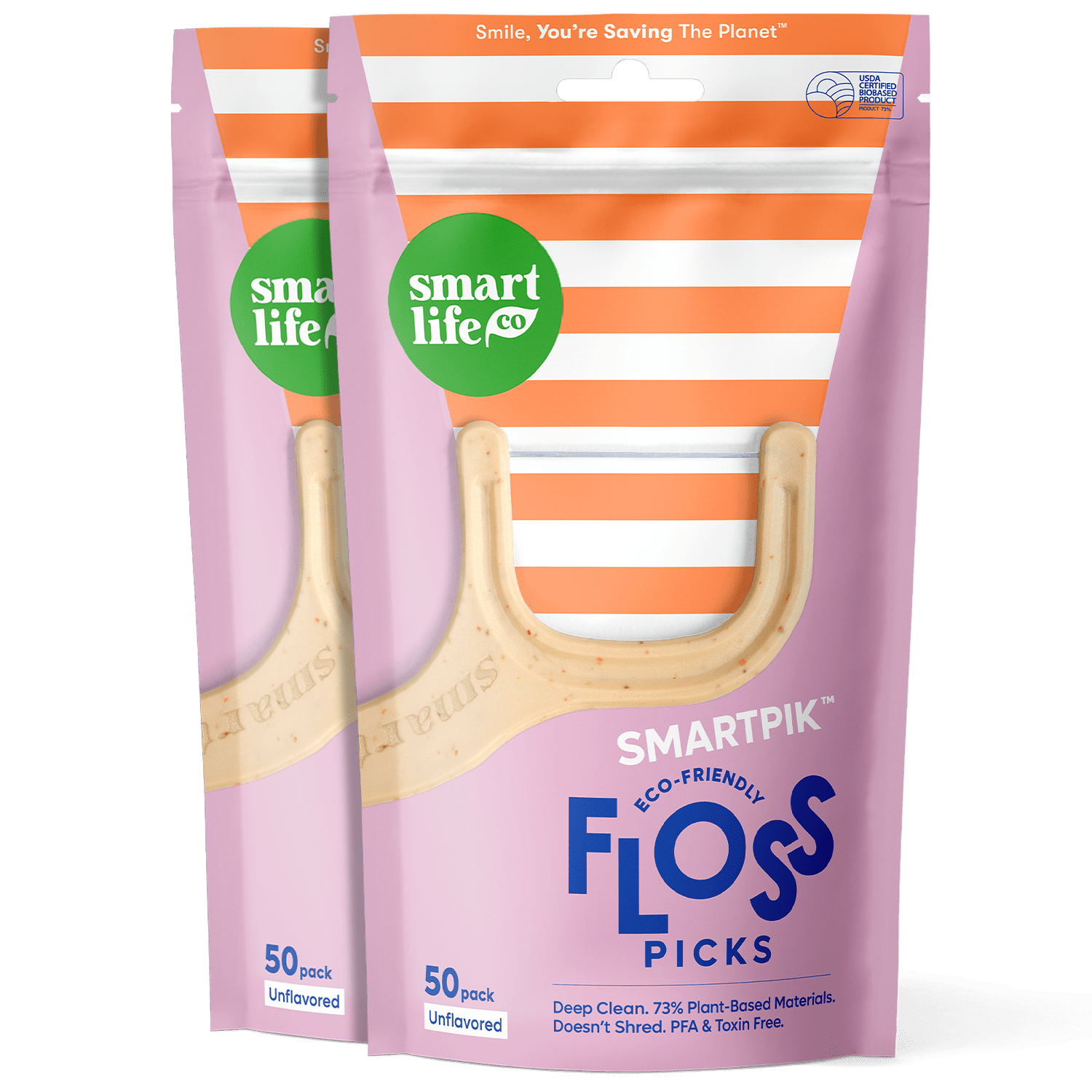 Biodegradable Unflavored Dental Floss Picks for Smiles