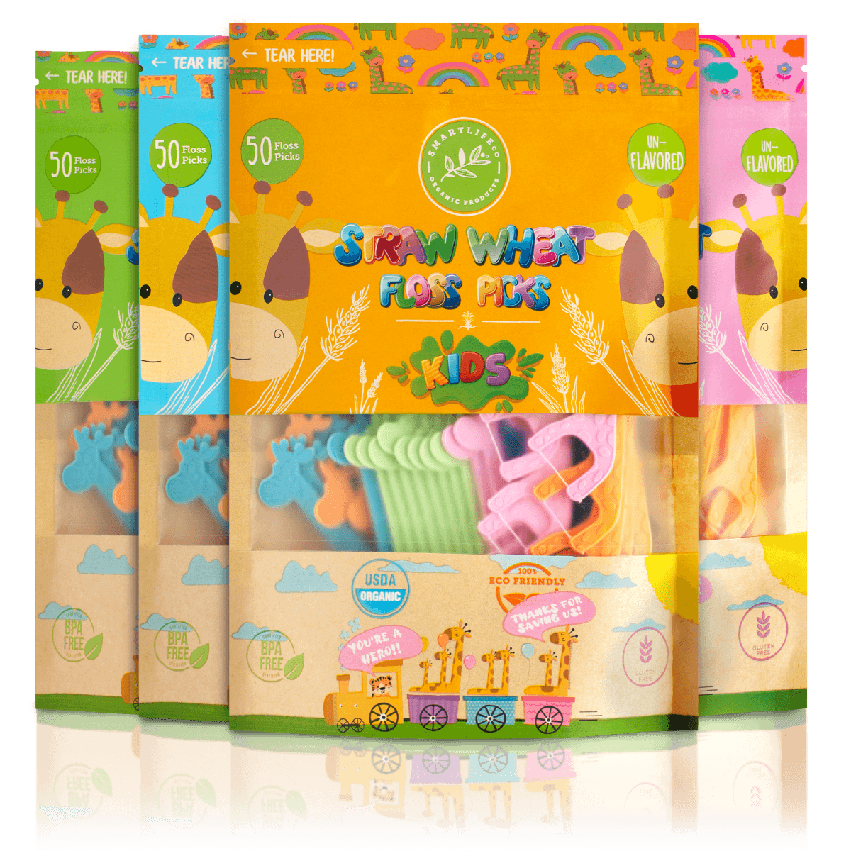 Biodegradable Kids Flossers (Unflavored) - SmartLifEco, var_pack_of_4